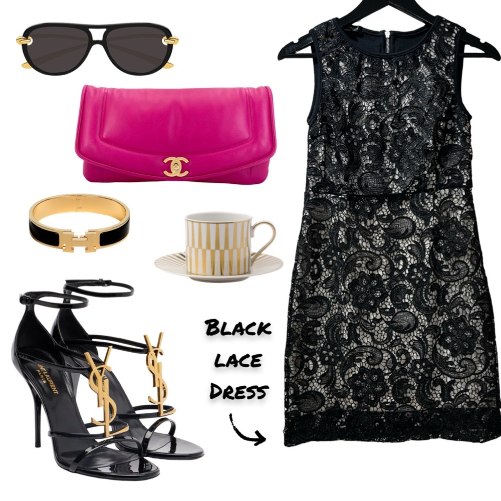 Black & Cream Lace Dress